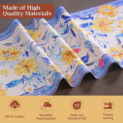 Maison d'Hermine Table Runner 100% Cotton Double Layer Table Runners 72 inches Long Decorative for Home Kitchen Dining Party Baby Shower Wedding Bridal Shower Spring Summer (Girassol, 14.50" x 72")