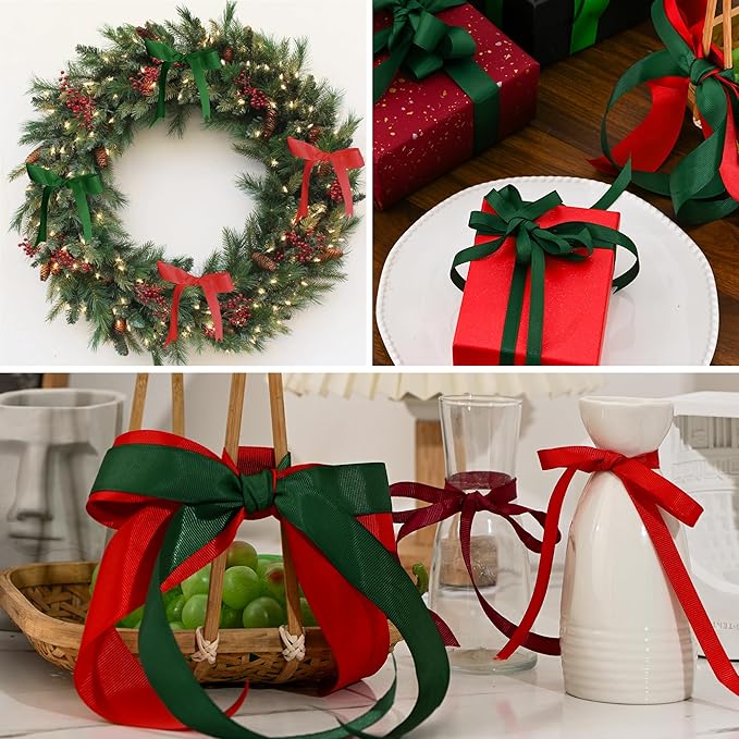 Grosgrain Ribbon 2 inch 20 Colors 5 Yards/Roll, Total 100 Yards Per Package for Christmas Tree, Wreath Decorations, Bow Making, Gift Wrapping, Flower Bouquet