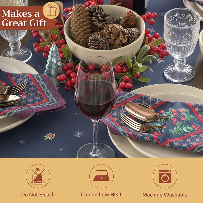 Maison d' Hermine Table Runner 100% Cotton Double Layer Table Runners 108 inches Long for Thanksgiving Christmas Decorations Home Kitchen Dining Party Wedding (Christmas Joy, 14.5" x 108")