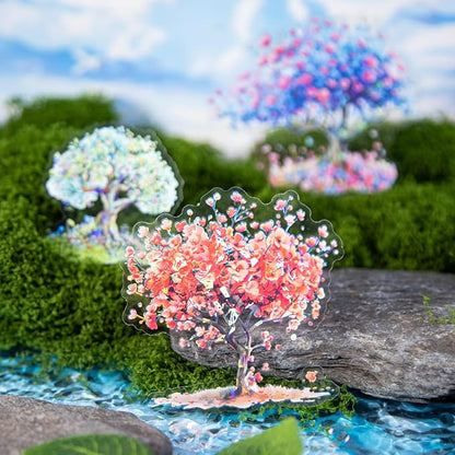 Flower Tree Scrapbook Stickers Set, 60PCS Holographic Ephemera for Scrapbooking, Junk Journaling, Crafting, DIY Projects, Diaries, and Art Supplies