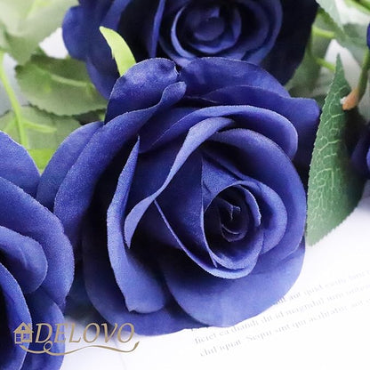 52pcs Navy Blue Roses Artificial Flowers Fake Flowers Silk Roses with Stems for DIY Wedding Bouquets Bridal Shower Centerpieces Arrangements Party Decorations