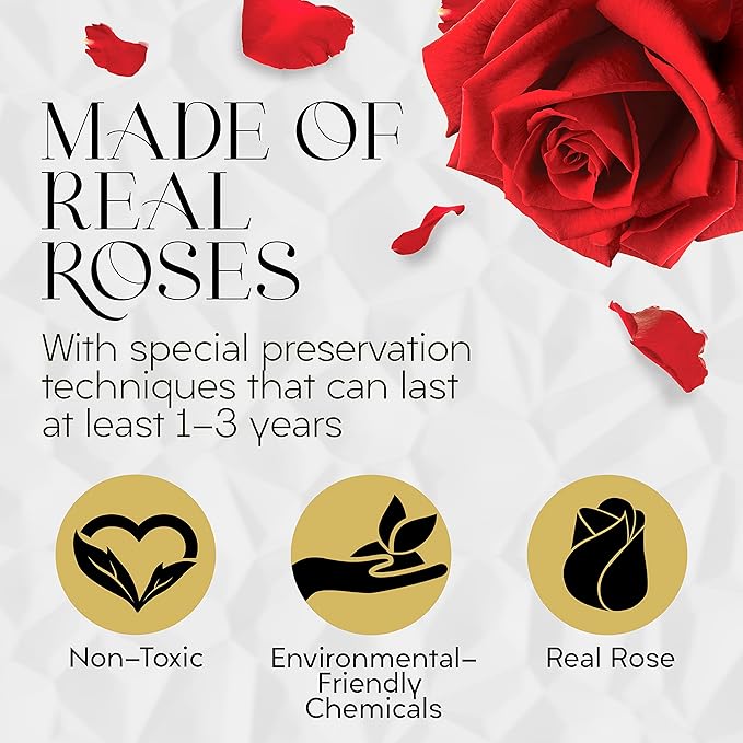 GLAMOUR BOUTIQUE Eternal Preserved Roses in a Box - Flowers Forever, Rose Forever in a Box for Wife, Birthday Gifts for Her, 7 Roses, Red