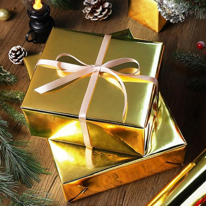 LaRibbons Gold Metallic Wrapping Paper, 30 Inch X 33 Feet (82.5sq.ft) Solid Color Paper Roll, Gift Wrapping Paper Rolls for Wedding, Birthday, Baby Shower