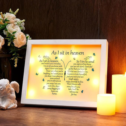 WOODEXPE Sympathy Gift LED Memorial Shadow Box 8x10 Memorial Gifts for Loss of Loved One (Butterfly White)