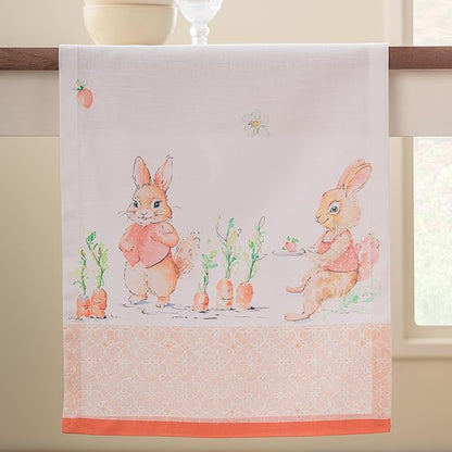 Maison d'Hermine Table Runner 100% Cotton Single Layer Table Runners 108 inches Long Decorative for Home Kitchen Dining Party Baby Shower Wedding Bridal Shower Spring Summer (Bunny Party,14.50"x108")
