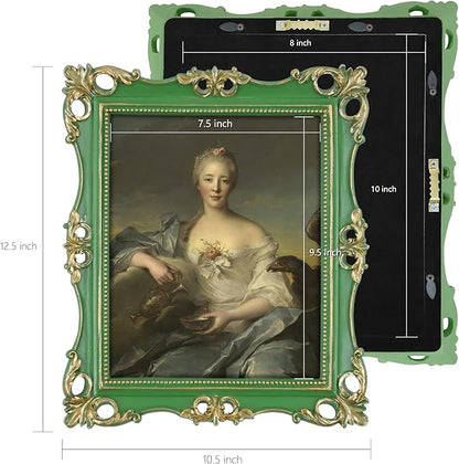 SIMON'S SHOP 8x10 Picture Frame in Moss Green with Gold Accents, Vintage Picture Frames 8x10 for Gallery Wall and Tabletop Display, Antique Style Photo Frame