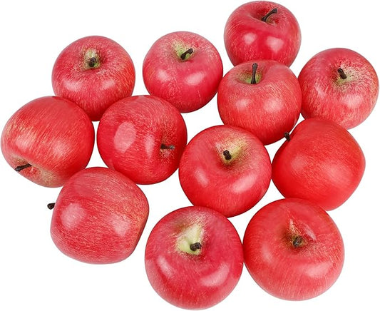 Fake Fruit Artificial Apples, Set of 12 Decorative Fruit Lifelike Faux Apples Realistic Fruits Apple Decorations for Kitchen, Realistic Fake Fruits Party Props Home Decor