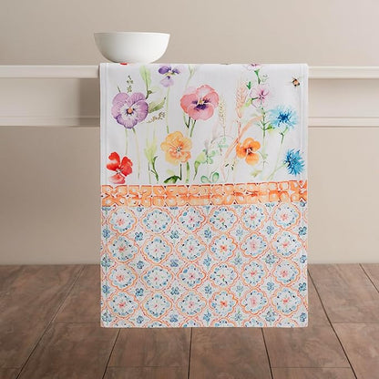 Maison d' Hermine Table Runner 100% Cotton Double Layer Table Runners 108 inches Long Decorative for Home Kitchen Dining Party Wedding Bridal Shower Spring Summer (Summer Whisper , 14.50" x 108")