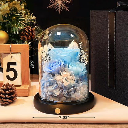 FIACO Preserved Flowers Rose Gifts for Women, Birthday Gifts Eternal Rose in Glass Dome Long-Lasting Real Forever Flowers Gifts for Mom Grandma Wife Girlfriend