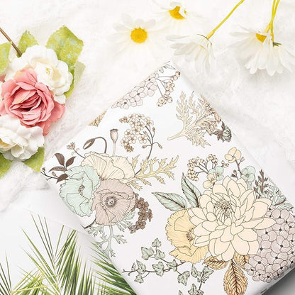 WRAPAHOLIC 30 Inch Floral Wrapping Paper - 30 Inch X 33 Feet - Vintage Floral Printed on White Pearlized Paper Design for Wedding, Birthday, Mother's Day, Party