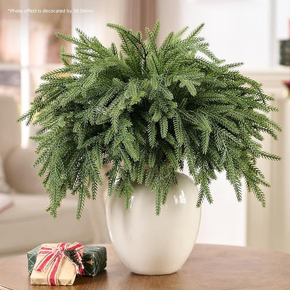 30Pcs 18'' Norfolk Pine Stems Realistic, Lifelike Christmas Greenery Pine Branches for DIY Wreaths, Vase Fillers, Indoor Outdoor Decor, Real Touch Christmas Decorations for Table, Mantle