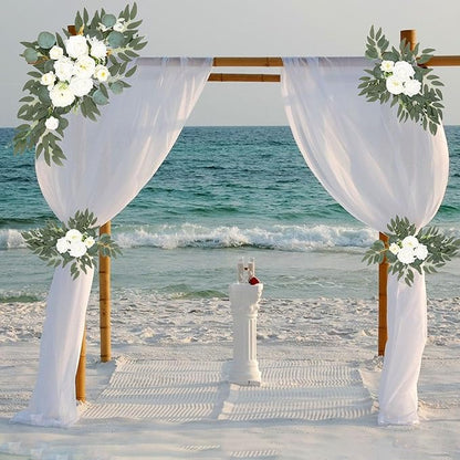 White Wedding Arch Flowers, Faux Flower Swag Set of 2, White Floral Swag for Wedding Arch Welcome Signs, Reception Ceremony Signs Decor