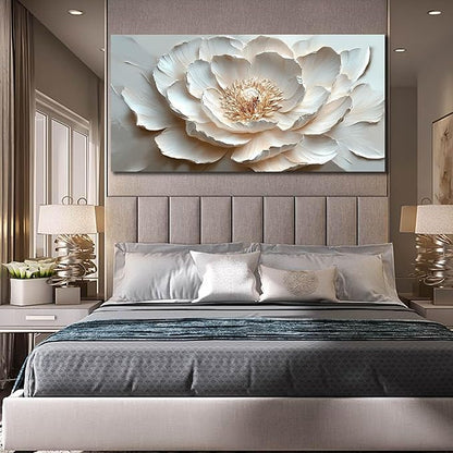 White and Pink Flower Wall Art for Living Room - Large Modern Wall Art Bedroom - Floral Bedroom Wall Decor for Teen Girls Size 29" x 59"