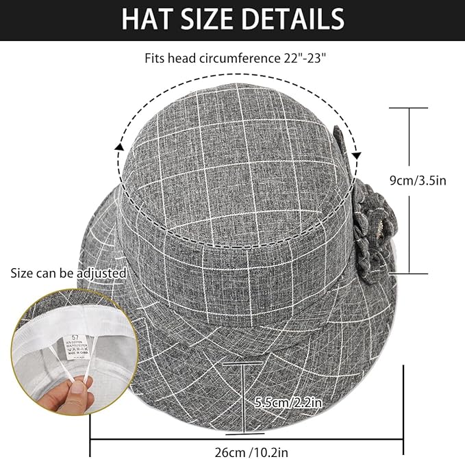 Glamorstar Cloche Hats for Women Vintage Bowler Hat Floral Fedora Bucket Hats