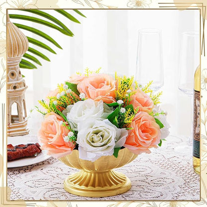 10 Pcs Metal Compote Bowl for Centerpiece Flower Holder Small Compote Vase Indoor Outdoor Flowers Fruits Plant for Christmas Wedding Home Party Decoration (Medium,Bright Gold)