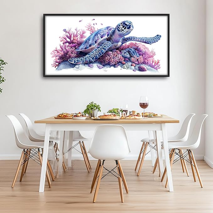 Framed Large Pictures Wall Art for Living Room, Sea Turtle Coral Oversized Wall Decor Ocean Animal Canvas Print Painting Modern Extra Large Framed Artwork for Bedroom Office 60"x30"