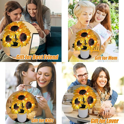 Led Sunflower Lamp Gift for Women,Flower Lamp Table Flower Desk Lamp Night Light for Bedroom Living Room Decor,Mothers Day Birthday Gifts for Her Mom Wife Girlfriend Teacher Grandma (Yellow)