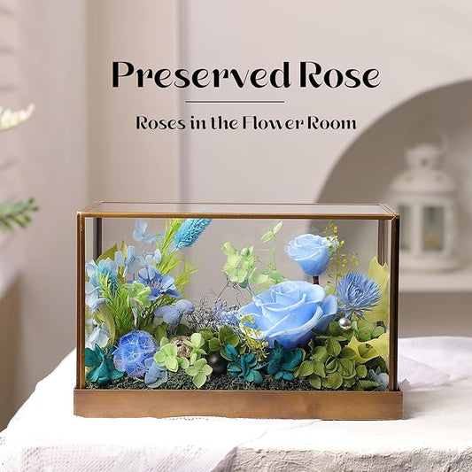 Christmas Flowers Roses Gifts for Mom,Forever Real Preserved Rose in Glass Dome,Christmas Roses Gifts for Women Grandma Wife Mother in Law