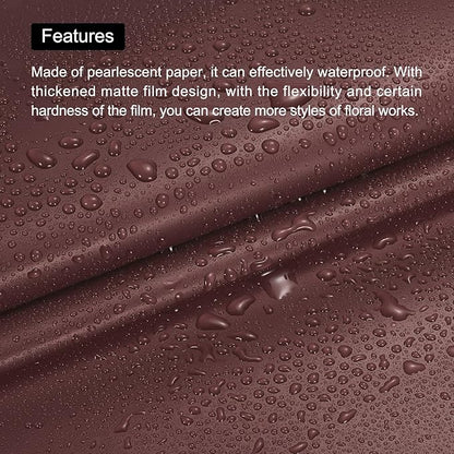 MECCANIXITY Pearlescent Film Flower Wrapping Paper 22.8x22.8 Inch Waterproof for DIY Crafts, Gift/Gift Box Packaging Chocolate Color Pack of 20