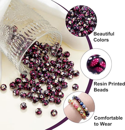 100 PCS 10mm Resin Beads Bulk for Bracelet Making Kit, Colorful Round Loose Beads for Jewelry Earring Necklace Rings Art Craft DIY Projects