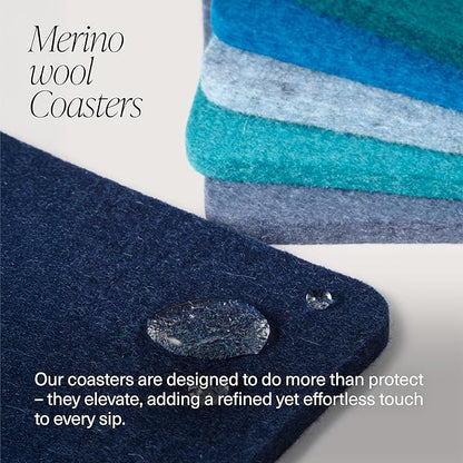 Graf Lantz - Bierfilzl Merino Wool Square Coasters Set of 4 - Sapphire (4"x4"x5mm) - Absorbs 30% of Weight - Natural German Wool - Heat Resistant, Sustainable, Reusable - Home Decor