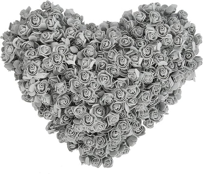 Mini Foam Rose Heads 500PCS Artificial Flower Silver Foam Fake Flower Bulk for DIY Crafts Wedding Bouquets Baby Shower Centerpieces Floral Arrangements Party Tables Home Decorations(Silver)