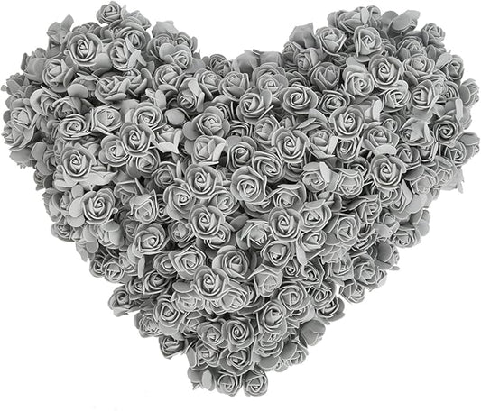 Mini Foam Rose Heads 500PCS Artificial Flower Silver Foam Fake Flower Bulk for DIY Crafts Wedding Bouquets Baby Shower Centerpieces Floral Arrangements Party Tables Home Decorations(Silver)
