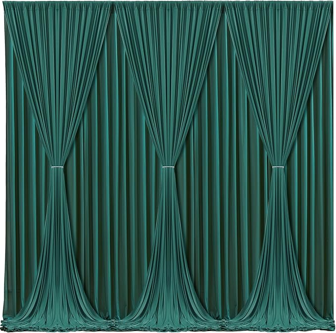 Hunter Green Backdrop Curtain-Wrinkle-Free Polyester Fabric Green Photography Curtains for Wedding Party Photo Background Decorations- 24 X10FT (Hunter Green)