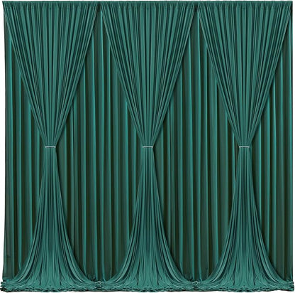 Hunter Green Backdrop Curtain-Wrinkle-Free Polyester Fabric Green Photography Curtains for Wedding Party Photo Background Decorations- 24 X10FT (Hunter Green)