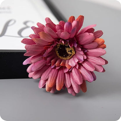 12pcs Artificial Gerbera Daisies,22 Inch Long Stem Silk Daisy Flowers,Realistic Artificial Flower Mums for Home Décor Centerpiece Wreath Supplies Wedding Bouquet,Light Wine