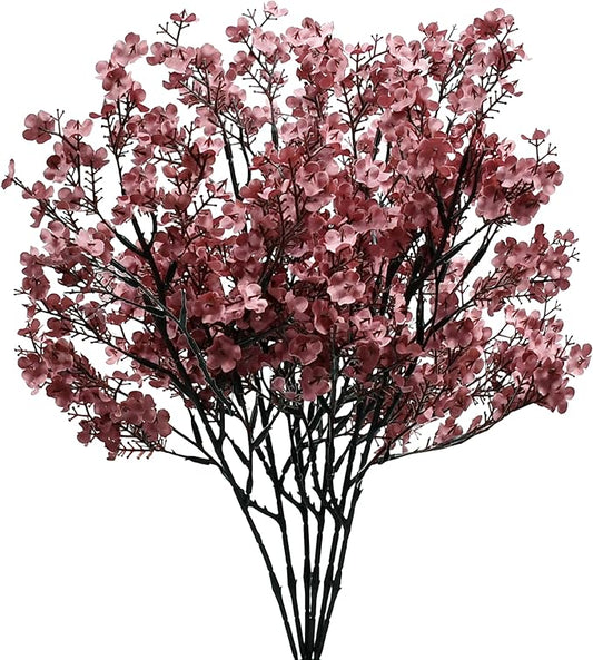 Mandy's Mauve Artificial Baby’s Breath European Flowers 6 Bundles Silk Gypsophila with Bendable Stems for Fall Thanksgiving & Christmas Centerpiece Wedding Decor and Table Arrangements