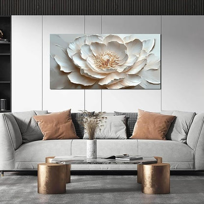 White and Pink Flower Canvas Wall Art for Bedroom - Floral Pictures Wall Art for Living Room - Girls Room Decor Ready to Hang Size 24" x 48"