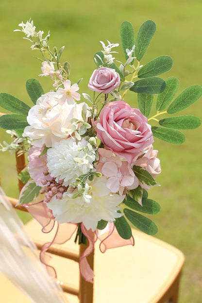 Artificial Flowers Dusty Pink Box Set for DIY Bridal Bouquets Wedding Shower Decorations Fake Floral Arrangements for Party Table Centerpieces Home Decor Indoor Outdoor