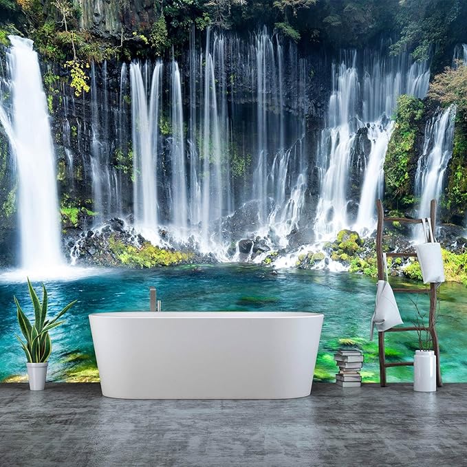 WFBHUA-Waterfall Wallpaper Peel and Stick Nature Lake Landscape Self Adhesive Wall Mural for Bathroom 157“x108