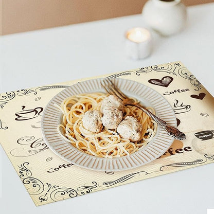 Coffee Kitchen Placemats Vintage Rustic Coffee Theme Latte Tea Cup Cappuccino Placemats Table Kitchen Dining Party 12x18 Inch Set of 4