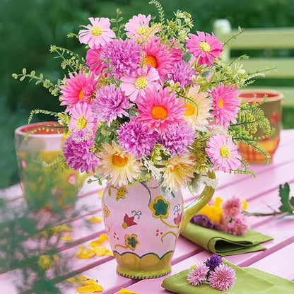 Daisy Flowers Artificial Silk Gerbera Daisy Fake Outdoor Bouquet Realistic Bulk WildFlowers Sunflower Bushes Pink Floral Arrangements Fall Cemetery Flowers for Grave Funeral Garden Home Multicolor
