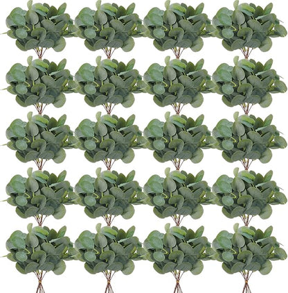 300 Pcs Artificial Eucalyptus Stems Leaves Bulk 11.8 Inches Tall Silver Dollar Eucalyptus Fake Greenery Stems Faux Plant for Floral Arrangement Vase Gray Green Leaves Decor Wedding