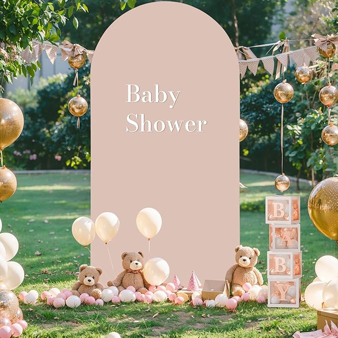 6FT Nude Arch Backdrop Cover - Polyester Fitted Wedding Arch Stand Covers Round Top Chiara Arch Backdrop Cover for Birthday Party Banquet Photo Background Decoration