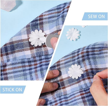 CHGCRAFT 500 Pcs 5 Style Handmade Flowers White Cloth Flower Head for Greeting Card Scrapbooking DIY Crafting