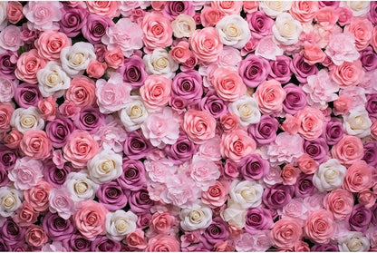 Pink Red Roses Backdrop Flowers Floral Wall Photography Background Baby Shower Wedding Birthday Party Banner Anniversary Decorations Girls Children Adults Portrait Video Studio Prop 20x10ft
