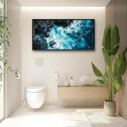 Blue Ocean Large Wall Art Framed Wall Decor for Living Room Ocean Reef Pictures Oversized Canvas Print Painting Modern Extra Large Artwork for Bedroom Office Home Decor 60"x30"
