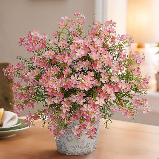Spring Decorations for Home Fake Flowers Hydrangea Artificial Plants Indoor Mantle Decor Plastic Flowers Artificial Plants Outdoor Garden Decor Hanging Plants 6pcs（Pink） Flowers