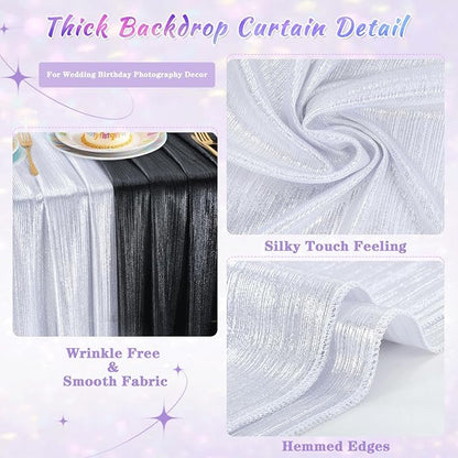 Silver Photo Backdrop 2 Panels 4.8x8FT Long Backdrop Drapes Curatin Glitter Sequin Background with Rod Pockets for Party Birthday Wedding Photography