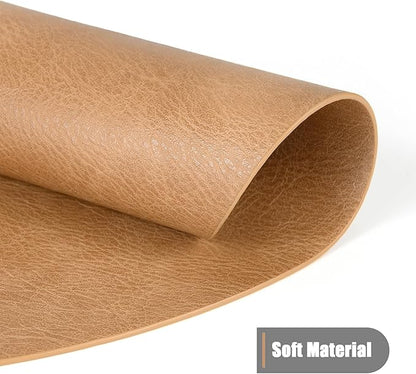 UnivoColors PU Leather Placemats Set of 8,15 Inches Round Washed Cowhide Pattern Table Mats for Dining Table, Kitchen, Party Decoration(Retro Camel)