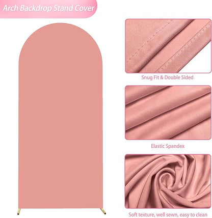 Wokceer Spandex Dusty Rose Arch Cover, 6FT x 2.6FT, Double Sided, for Wedding Ceremony, Birthday Party Decoration and More
