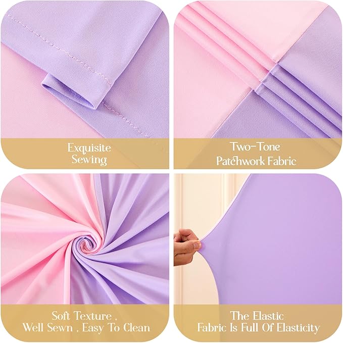 Pink and Lavender Arch Backdrop Cover 8FT 7.2FT 6.6FT Arch Covers Stretchy Backdrop Set of 3 Wedding Arch Cover Spandex Fitted Double-Color Fabric Arch Covers for Party Baby Shower Birthday Decoration