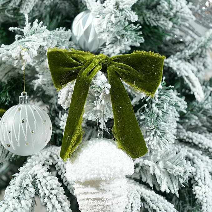 MAYREEL 2 Inch Moss Green Velvet Ribbon Hand Torn Olive Silk Frayed Edge for Bridal Bouquets Invitations Wedding Vow Books Gift Baskets Hair Bows 3 Yards