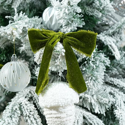 MAYREEL 2 Inch Moss Green Velvet Ribbon Hand Torn Olive Silk Frayed Edge for Bridal Bouquets Invitations Wedding Vow Books Gift Baskets Hair Bows 3 Yards
