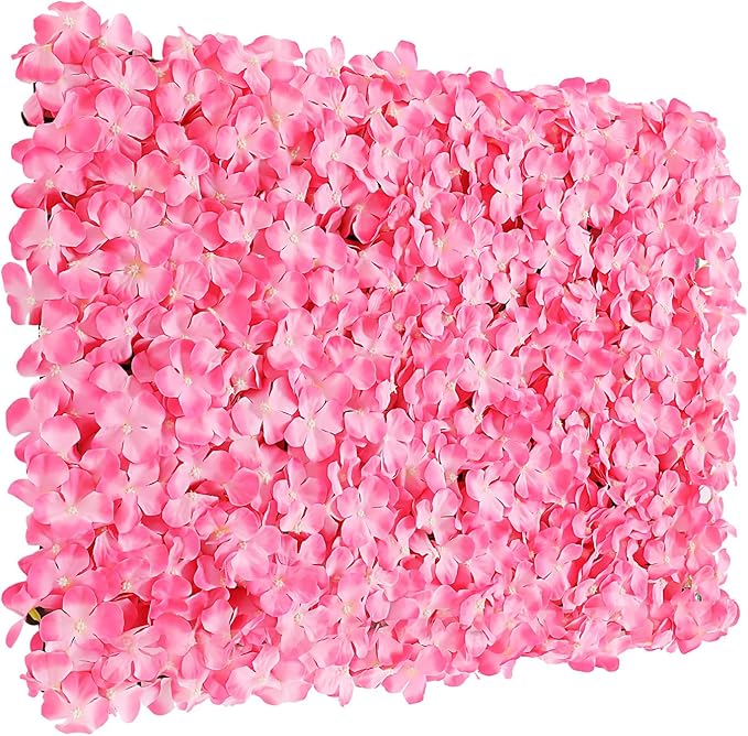 3D Flower Wall Panel, 10pcs Pink Artificial Floral Wall Backdrop, Realistic Silk Flower Backplanes, Roll Up Fake Flower Background for Valentines Wedding Party Photo Arrangement Decor