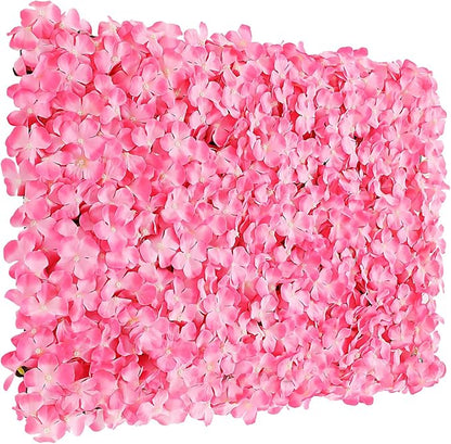 3D Flower Wall Panel, 10pcs Pink Artificial Floral Wall Backdrop, Realistic Silk Flower Backplanes, Roll Up Fake Flower Background for Valentines Wedding Party Photo Arrangement Decor